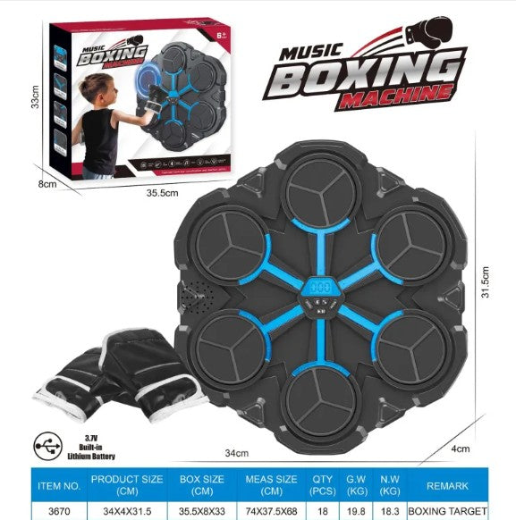 Boxing target training machine with interactive pads and Bluetooth music functionality for home workouts.